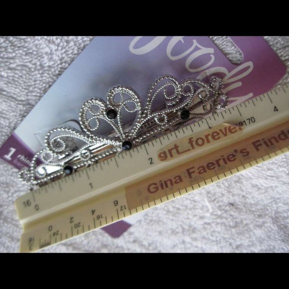 Goody Rhinestone Silver Metal Hair Barrette Clip Fancy Vine Curls Black Gems - Picture 3 of 5